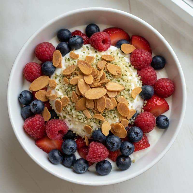 Protein Greek Yogurt Parfait with Mixed Berries
