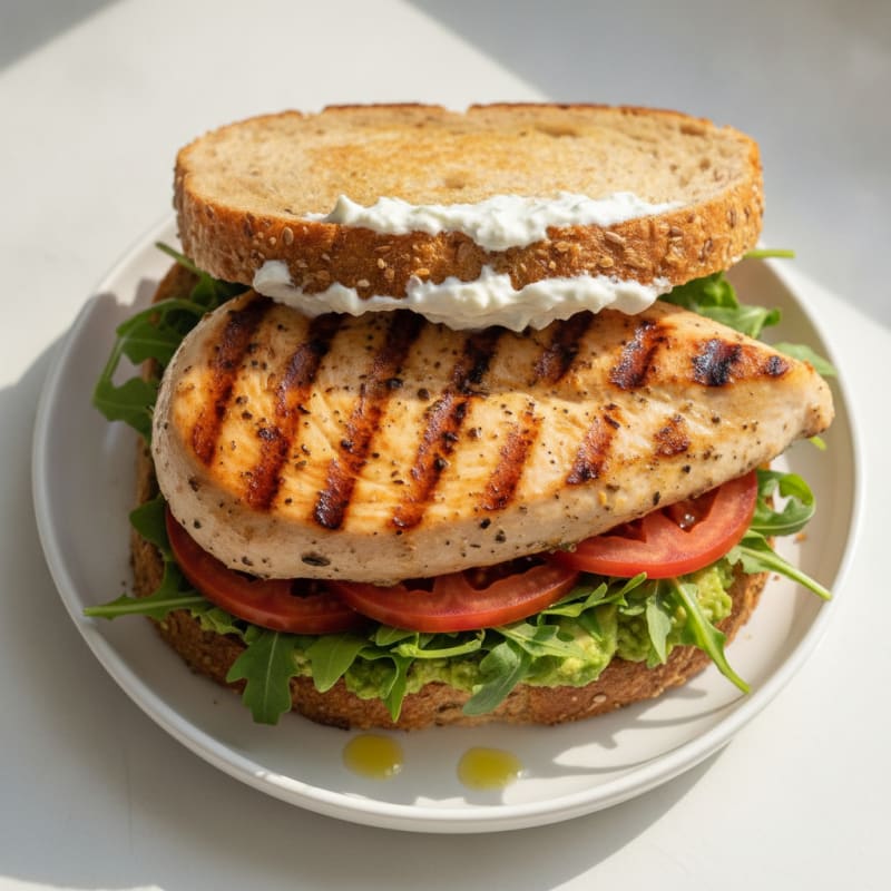 Grilled Chicken Breast Sandwich with Leafy Greens