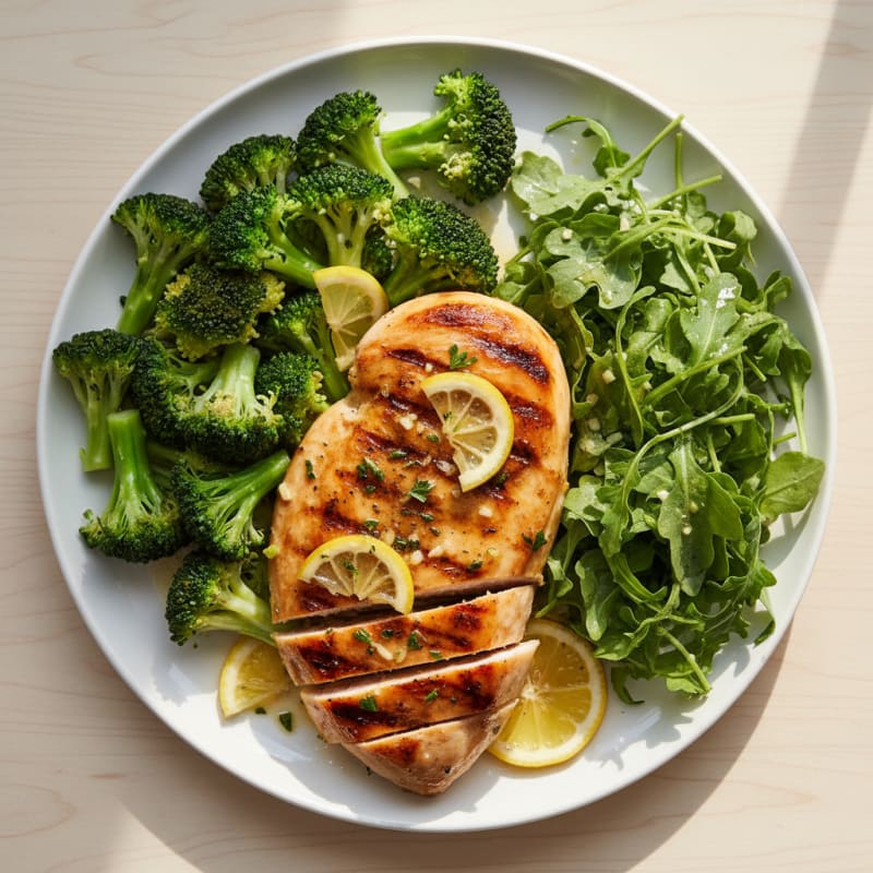 Lemon Herb Grilled Chicken with Steamed Broccoli