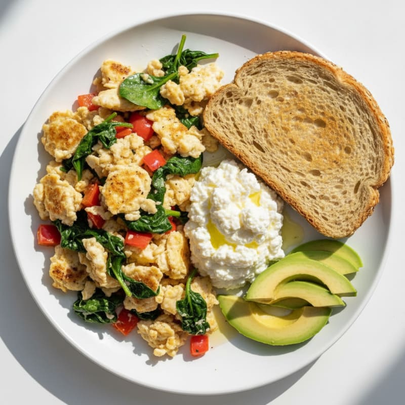 Egg White Vegetable Scramble with Cottage Cheese