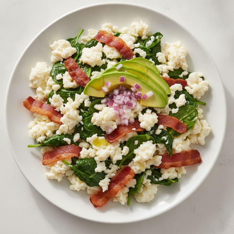 Egg White Scramble with Spinach and Turkey Bacon