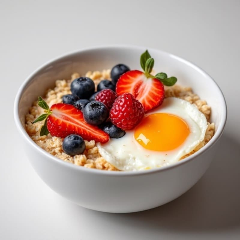 Fluffy Egg White Oatmeal Bowl with Berries