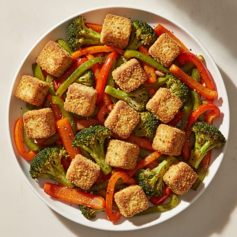 Pan-Seared Tofu with Roasted Vegetables