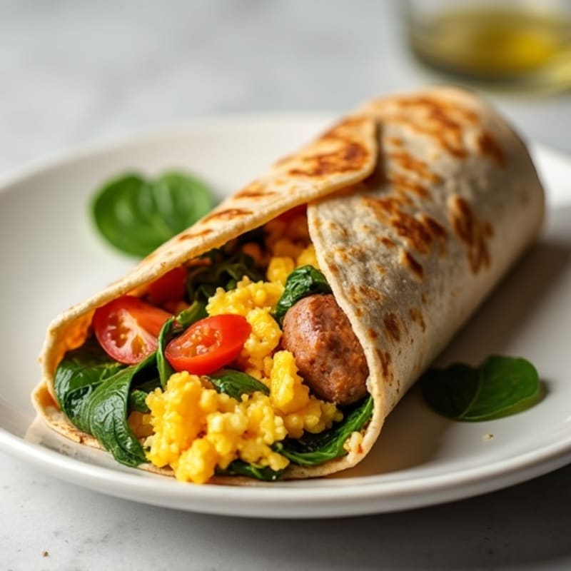 Hearty Scrambled Egg and Lean Turkey Sausage Breakfast Burrito