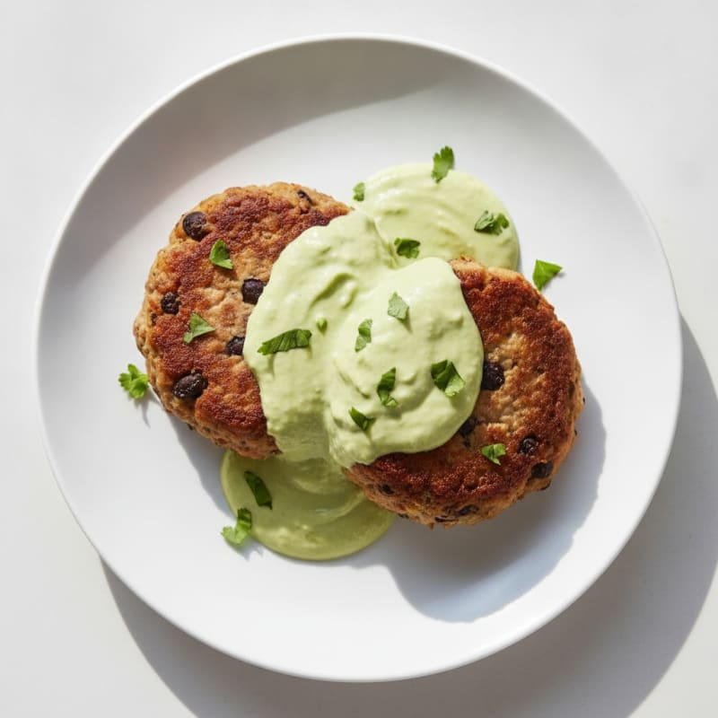 Black Bean Burgers with Avocado Crema