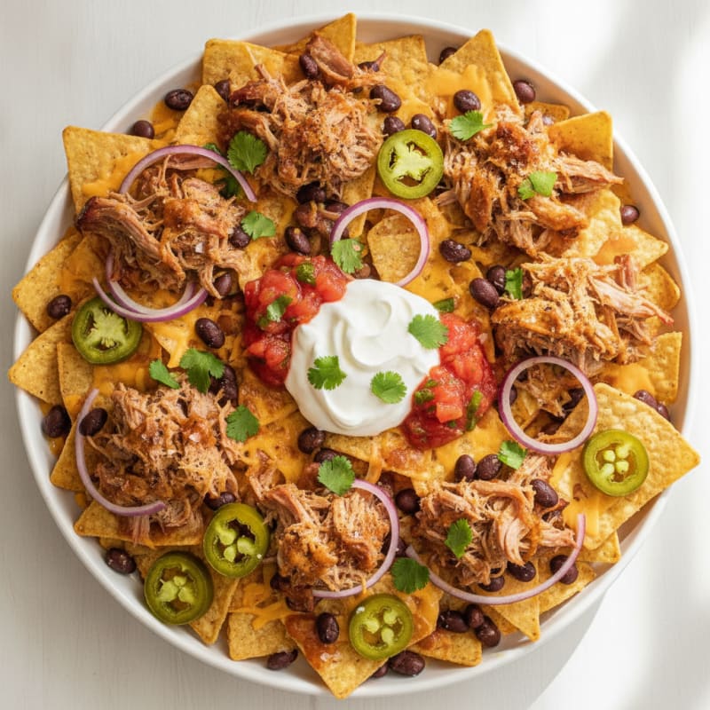Pulled Pork Nachos with Pickled Jalapeños
