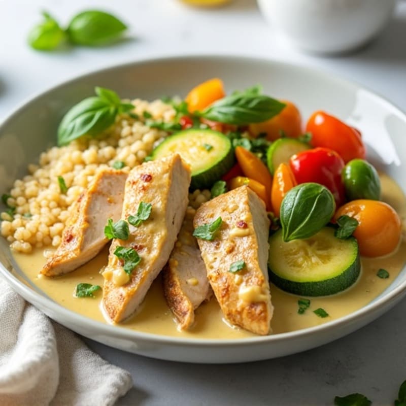 Creamy Coconut Green Curry Chicken with Fresh Vegetables