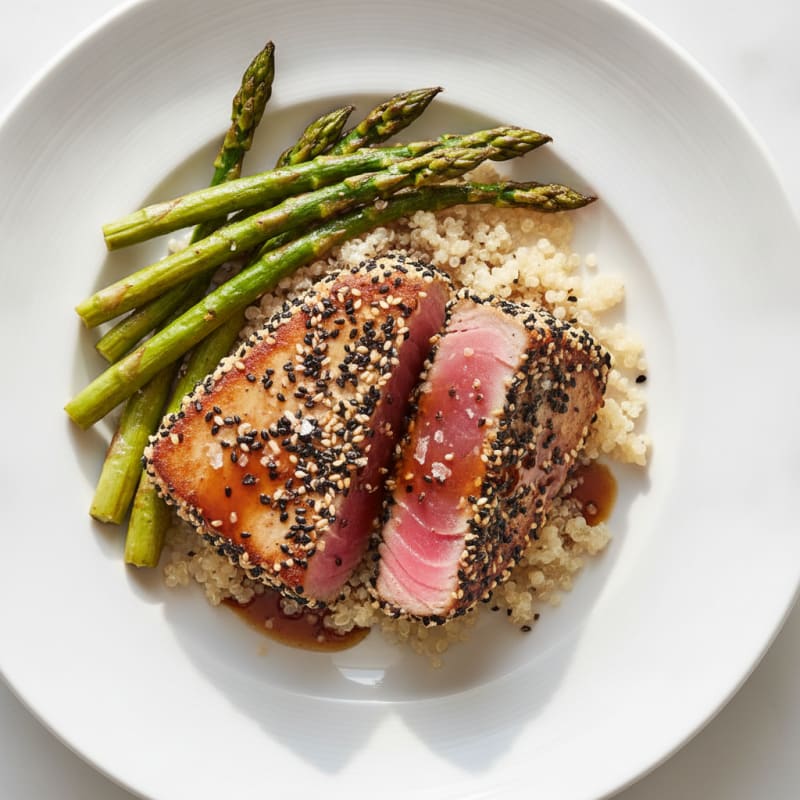 Pan-Seared Tuna with Roasted Asparagus