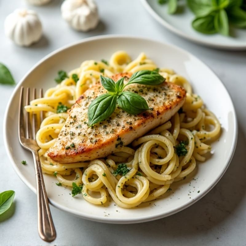 Creamy Pesto Chicken Whole Wheat Pasta