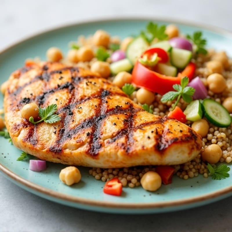 Grilled Chicken Breast with Chickpea and Quinoa Salad