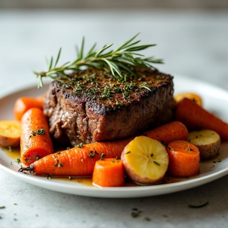Herb-Crusted Tender Pot Roast with Root Vegetables