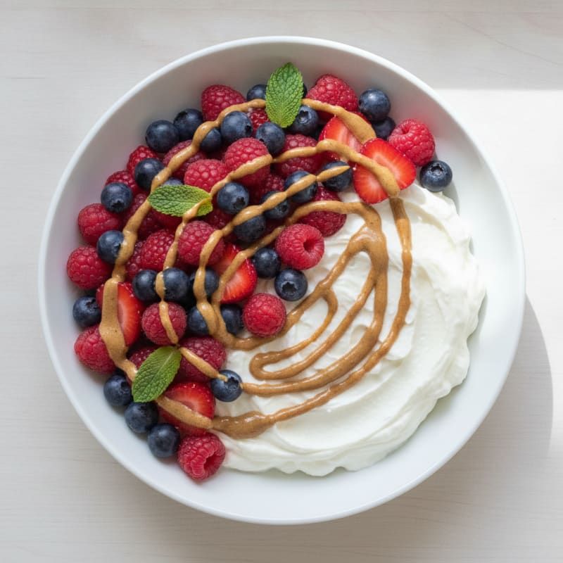 Silky Greek Yogurt Protein Pudding with Fresh Berries