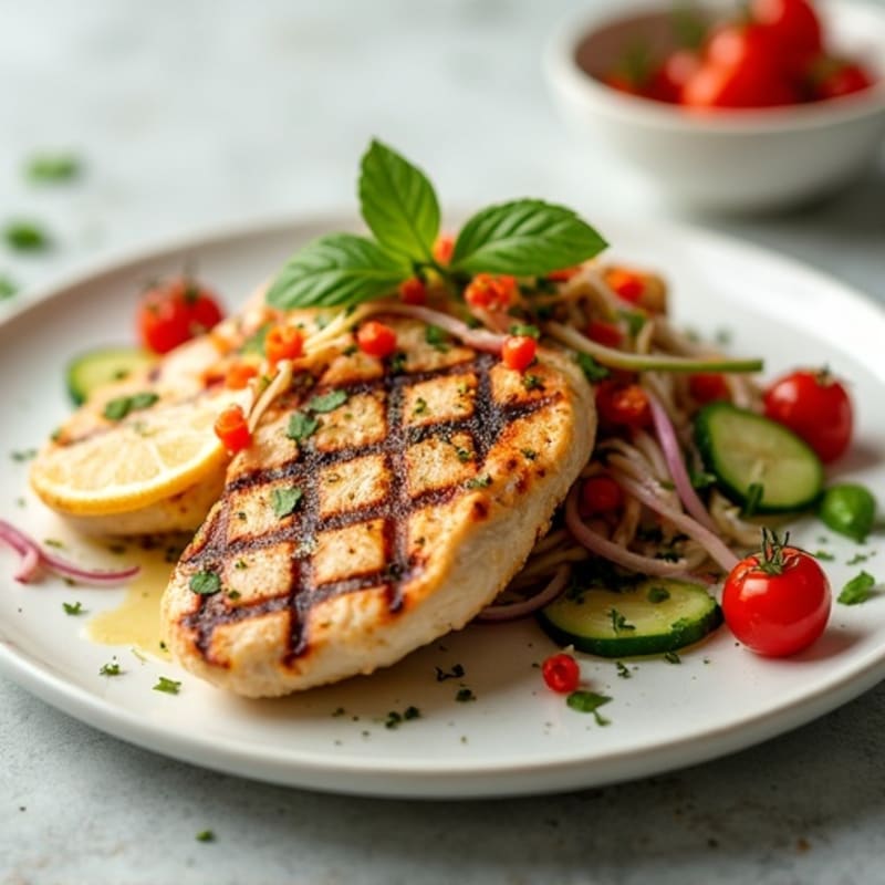 Herb-Citrus Grilled Chicken with Fresh Mediterranean Slaw