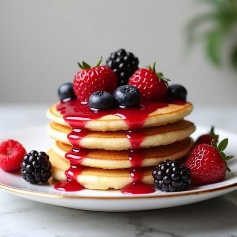 Fluffy Egg White Protein Pancakes with Berry Compote