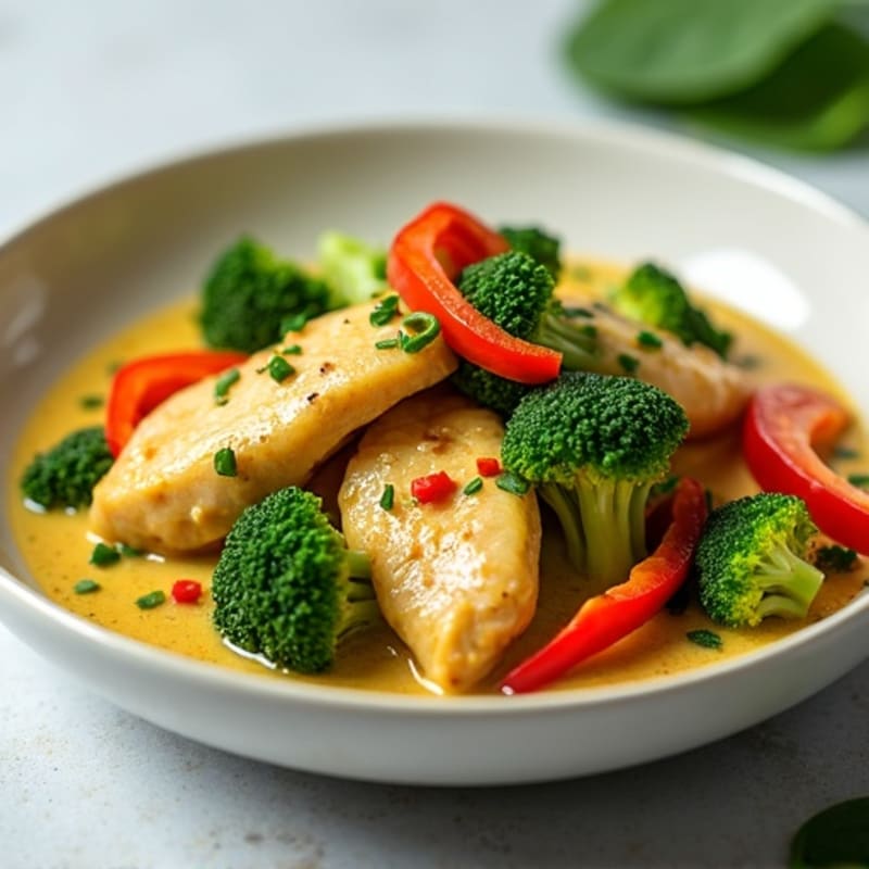 Creamy Coconut Green Curry Chicken with Fresh Vegetables