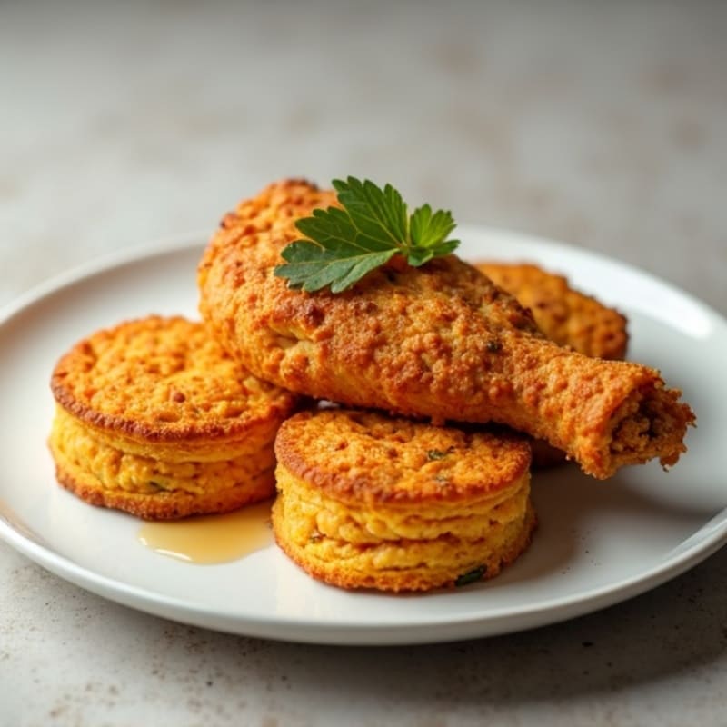 Crispy Baked Chicken with Fluffy Sweet Potato Biscuits