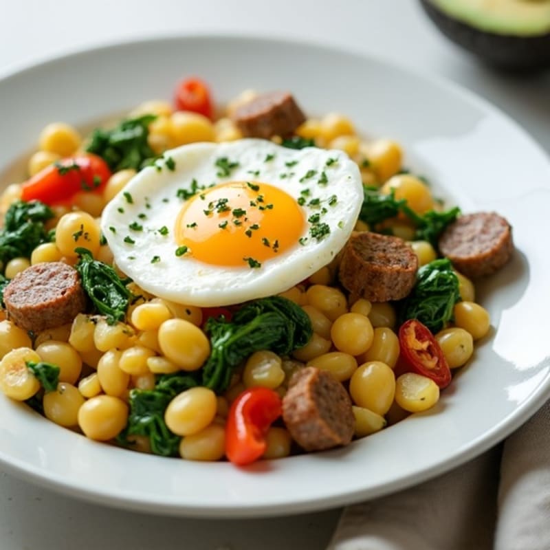 Egg White Scramble with Spinach and Turkey Sausage