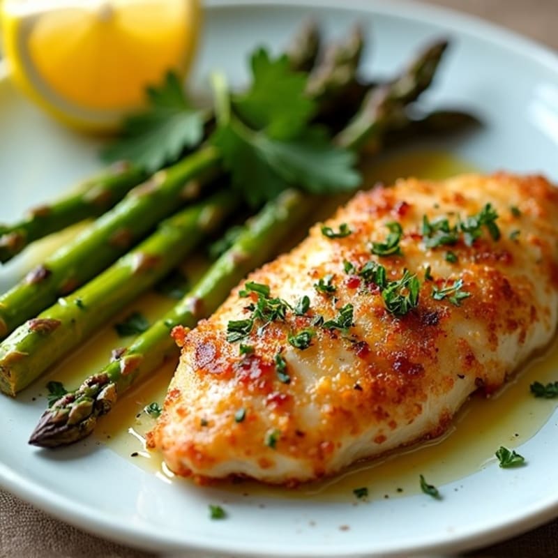 Crispy Lemon Herb Chicken with Roasted Asparagus