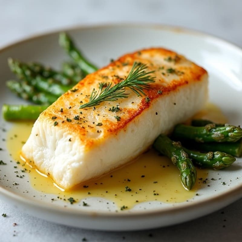 Flaky Baked Black Cod with Lemon-Herb Roasted Asparagus
