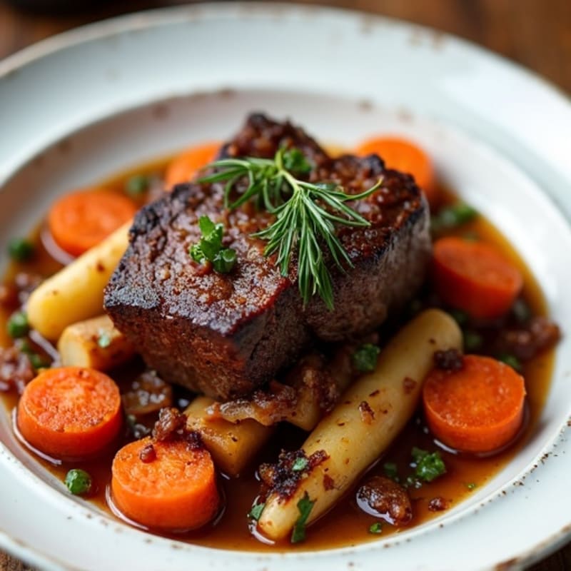 Red Wine Braised Short Ribs with Root Vegetables