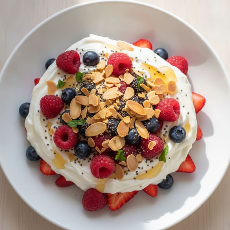 Greek Yogurt Protein Parfait with Mixed Berries