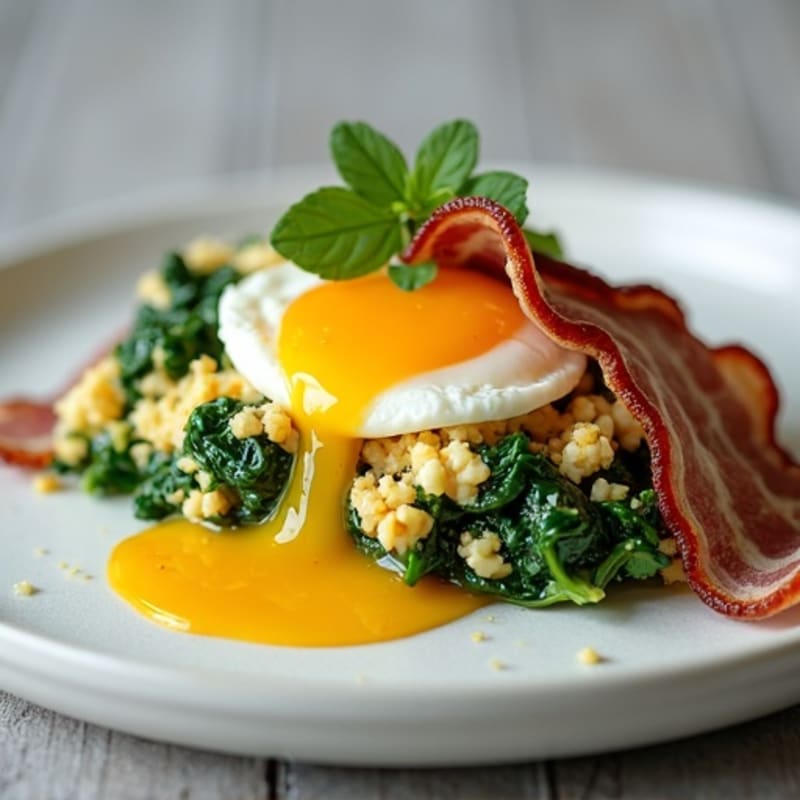 Cottage Cheese Scramble with Spinach and Turkey Bacon