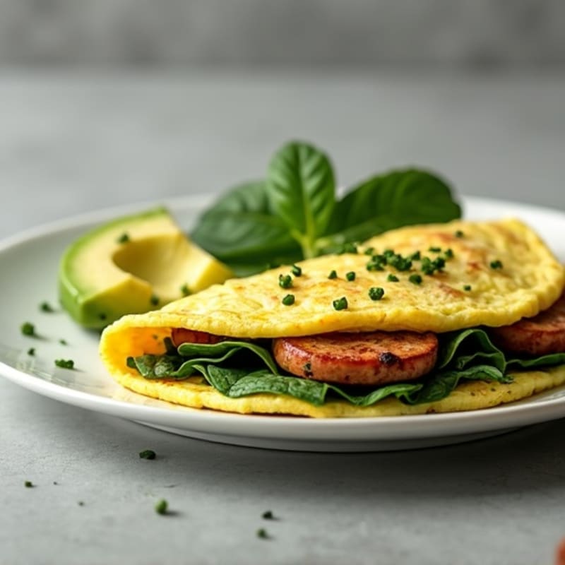 Egg White Spinach Omelette with Turkey Sausage