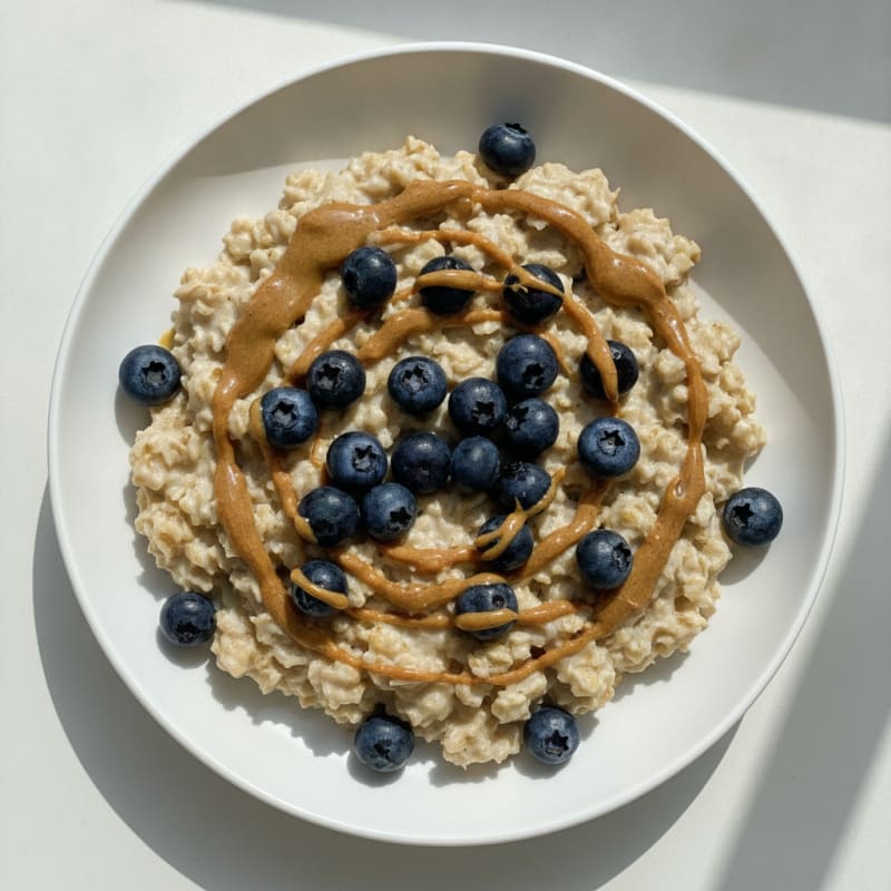 Creamy Greek Yogurt Protein Oats with Almond Butter and Berries