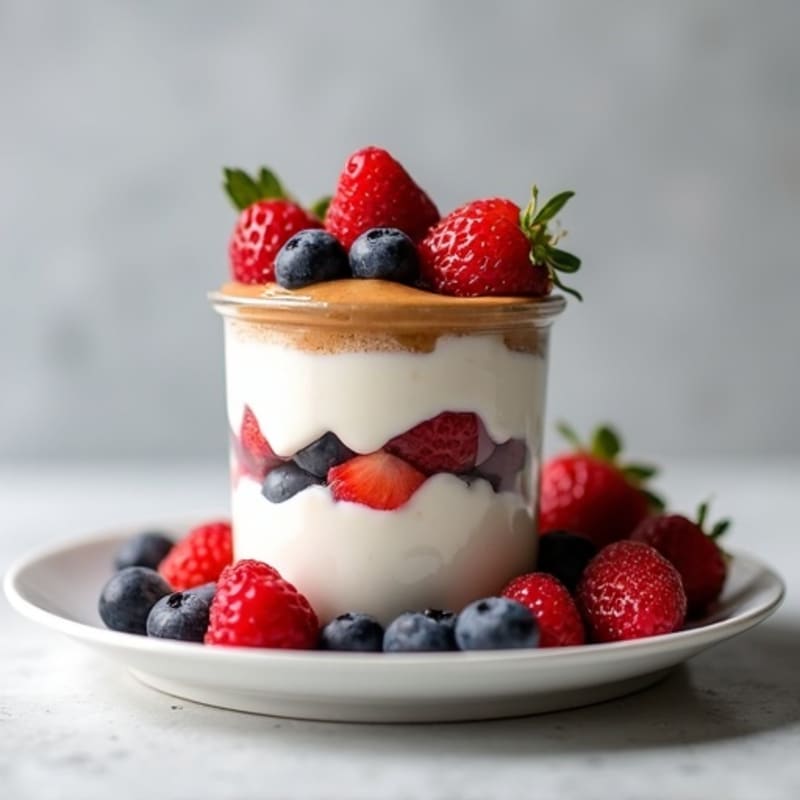 Greek Yogurt Protein Parfait with Mixed Berries and Almond Butter