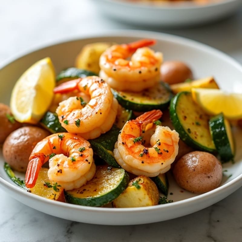 Sheet Pan Lemon-Garlic Shrimp with Baby Potatoes and Zucchini