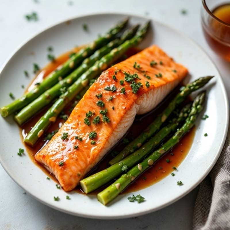 Baked Teriyaki Glazed Salmon with Roasted Asparagus