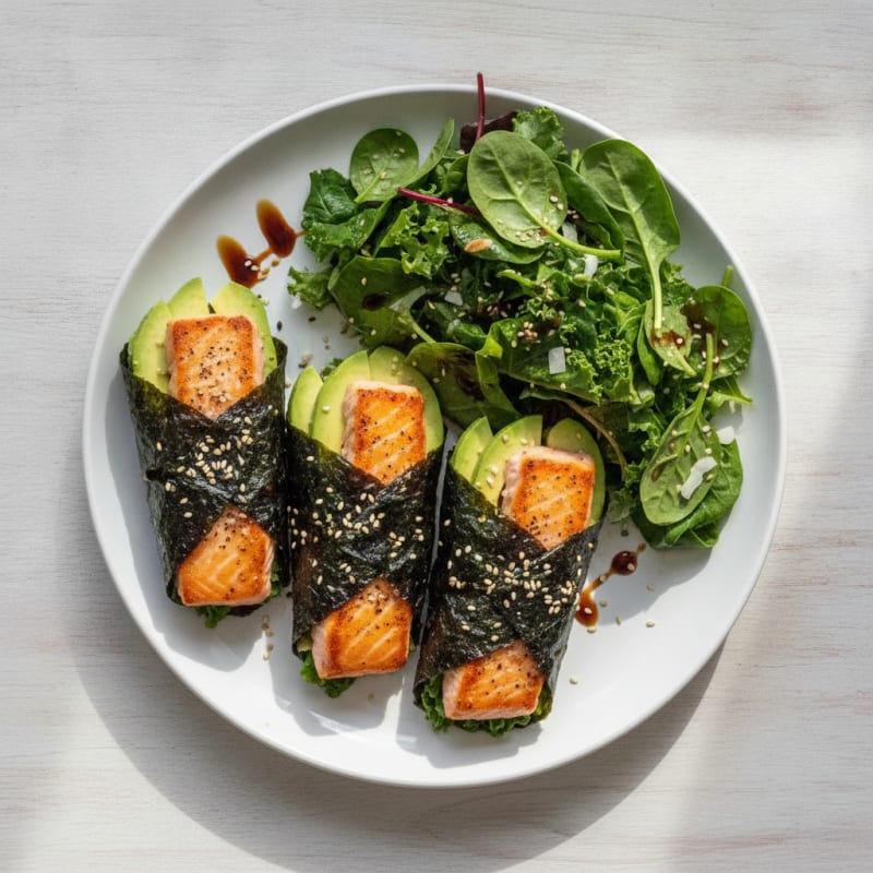 Pan-Seared Salmon Seaweed Wraps