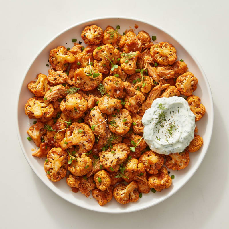 Crispy Buffalo Roasted Cauliflower Bites