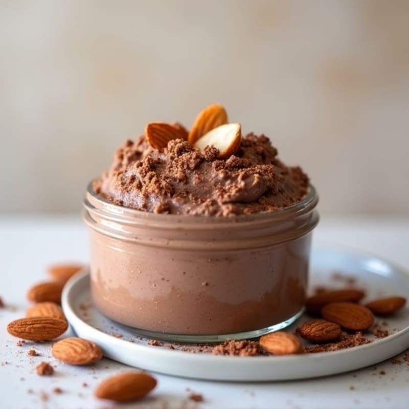 Creamy Dark Chocolate Protein Fluff with Crunchy Toasted Almonds