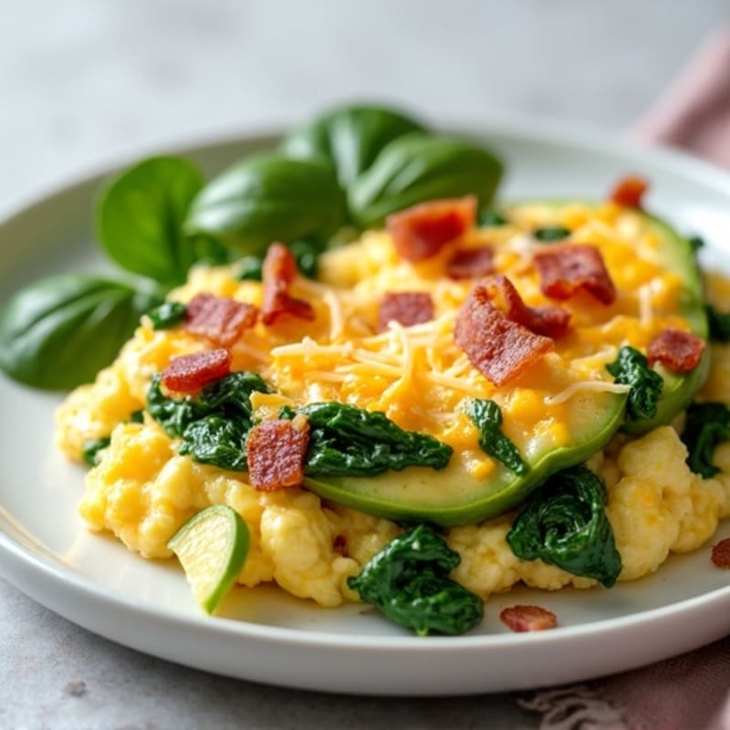 Egg White Scramble with Spinach and Turkey Bacon