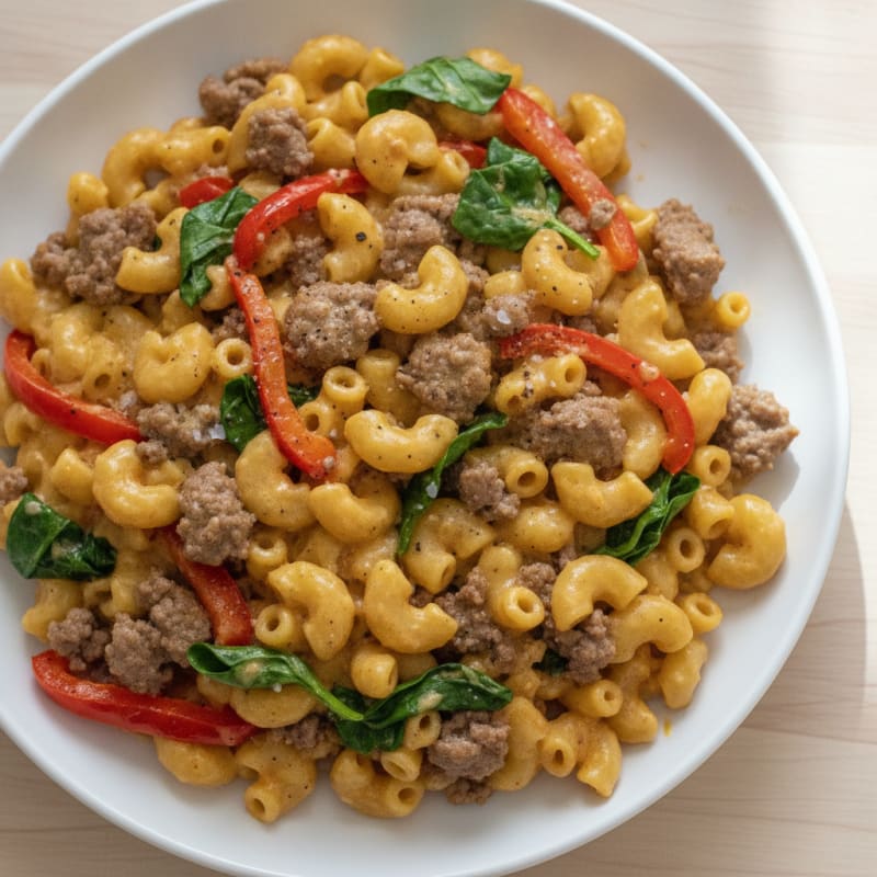 Cheesy Beef Macaroni Skillet