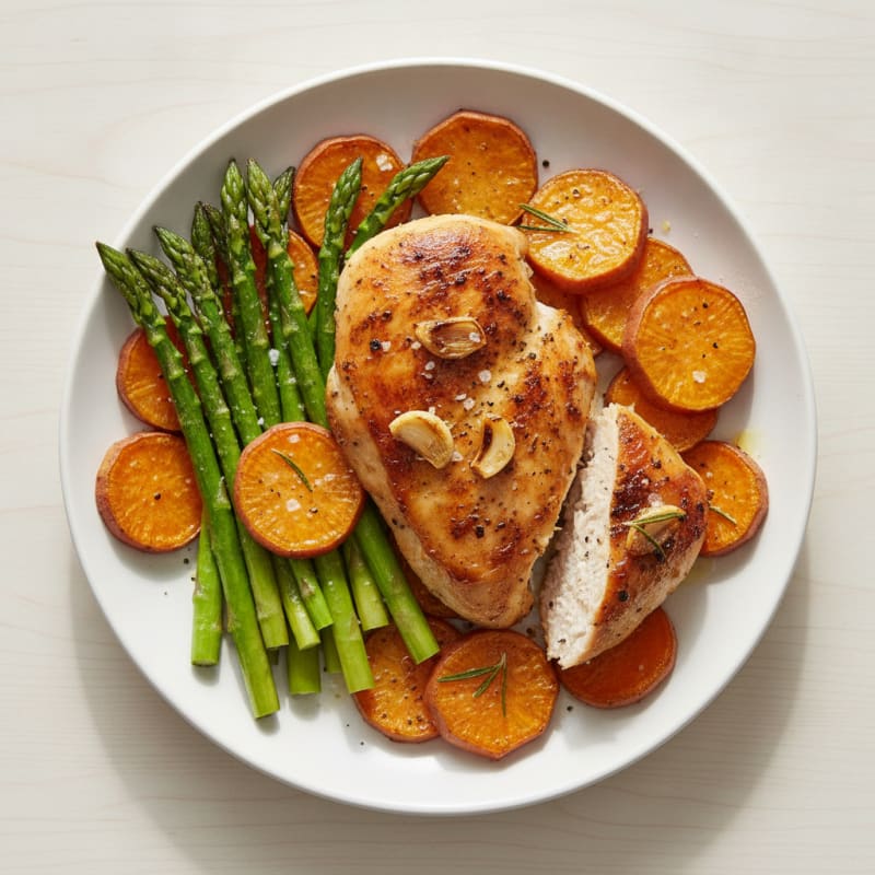Garlic Herb Roasted Chicken with Asparagus