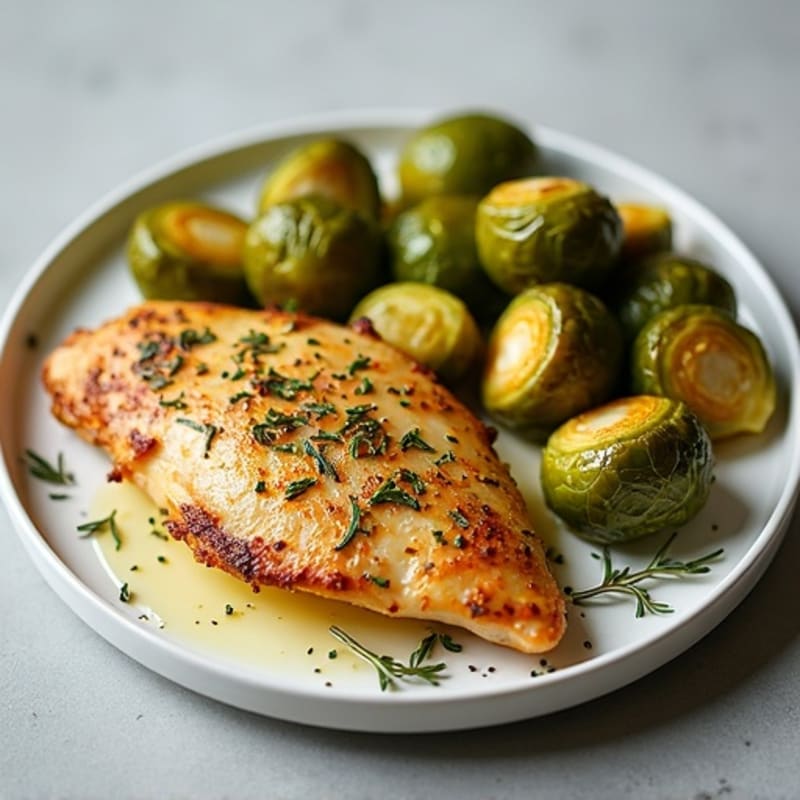 Lemon-Herb Roasted Chicken with Crispy Brussels Sprouts