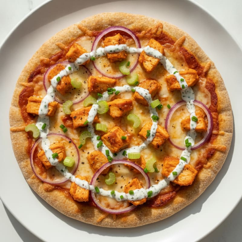 Buffalo Chicken Pizza with Ranch Drizzle