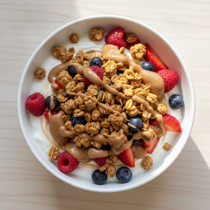 Creamy Greek Yogurt Parfait with Mixed Berries and Protein Granola