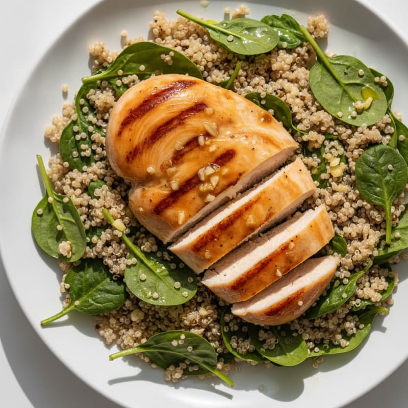Grilled Chicken Breast with Spinach Quinoa Salad