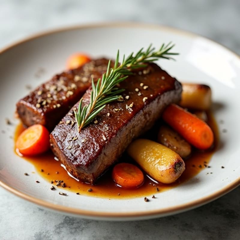 Tender Slow-Braised Short Ribs with Roasted Root Vegetables