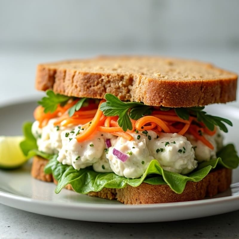 Creamy Chicken Salad Sandwich with Fresh Herbs and Crunchy Veggies