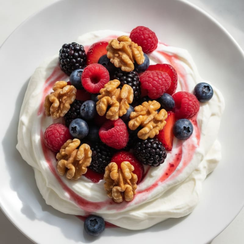 Greek Yogurt Protein Mousse with Mixed Berries
