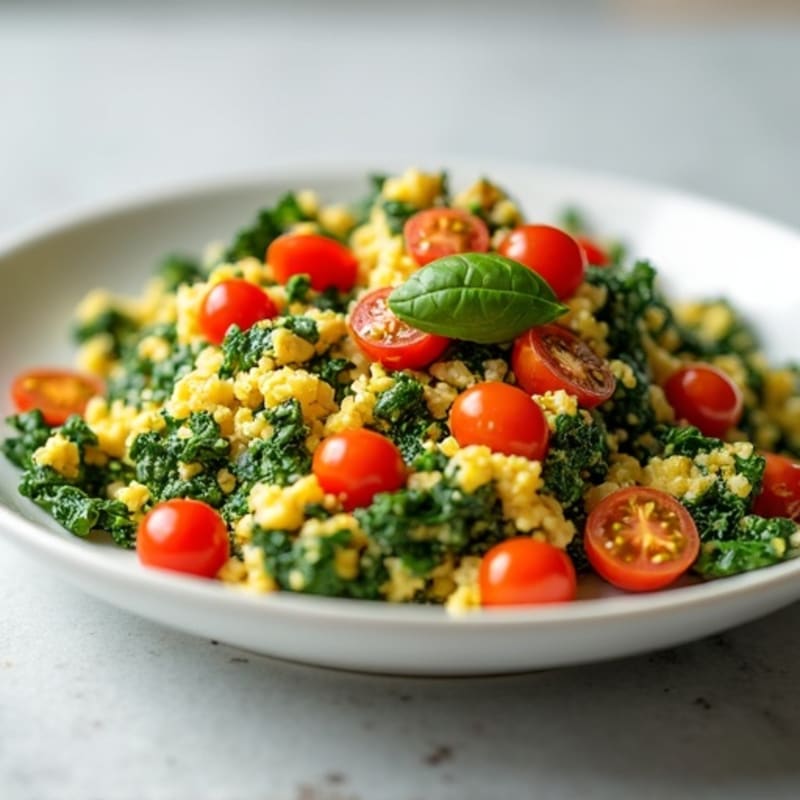 Egg White Spinach Scramble with Cherry Tomatoes