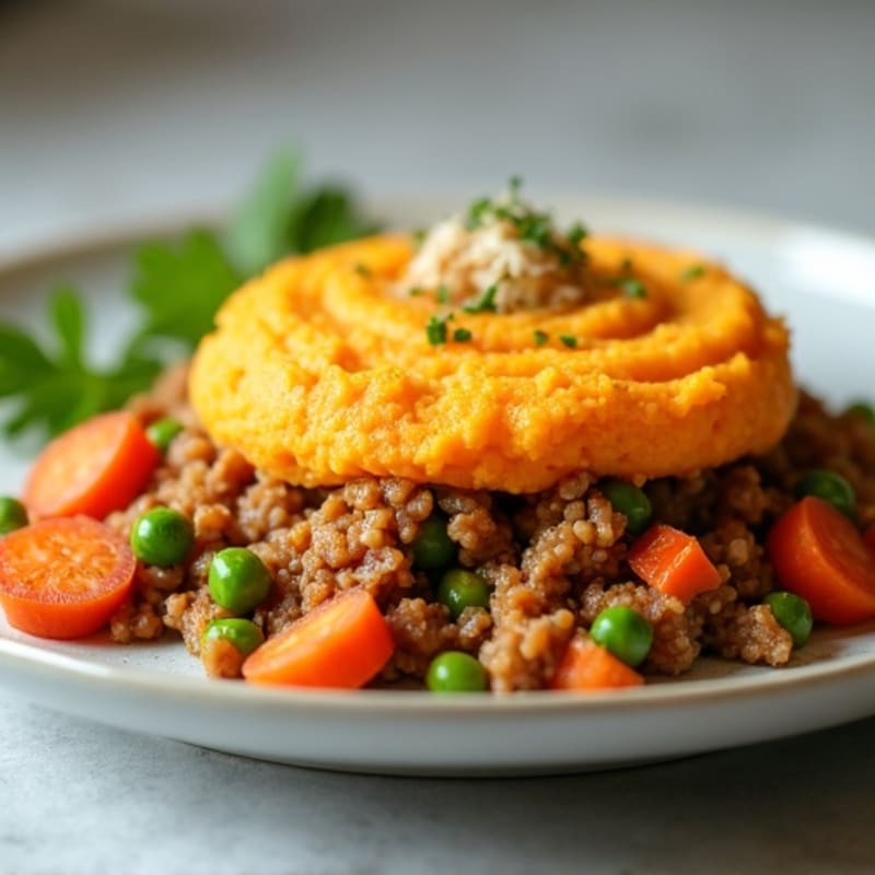 Hearty Lean Ground Turkey Shepherd's Pie with Creamy Sweet Potato Mash