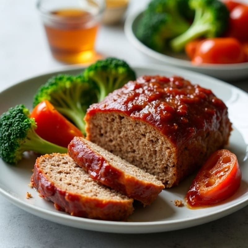 Healthy BBQ Bacon Meatloaf with Roasted Vegetables