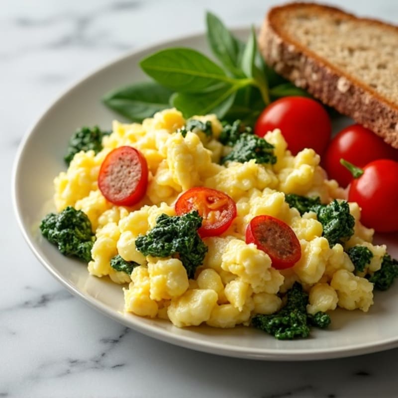 Egg White Scramble with Spinach and Turkey Sausage