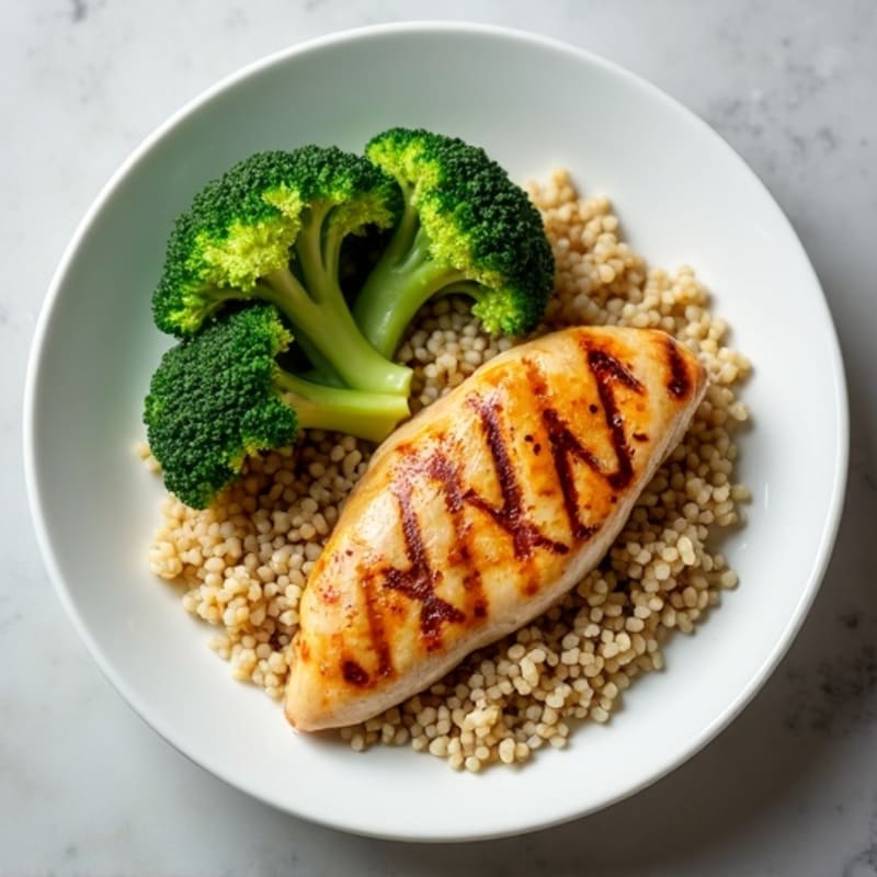 Grilled Chicken Breast with Quinoa and Steamed Broccoli