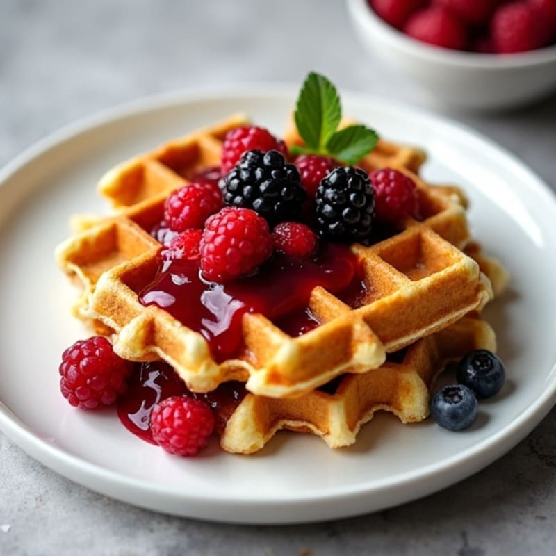 Protein-Packed Almond Flour Waffles with Berry Compote